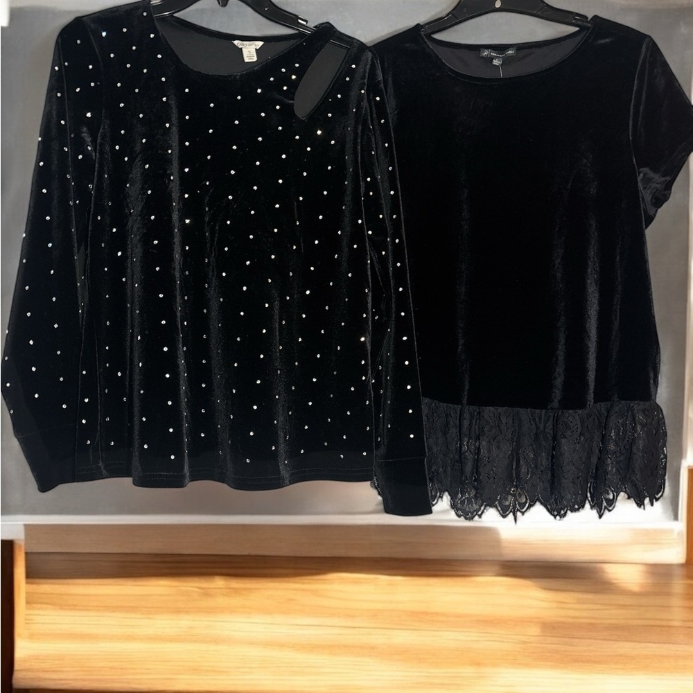 Black Velvet Tops with rhinestone’s and Lace Details